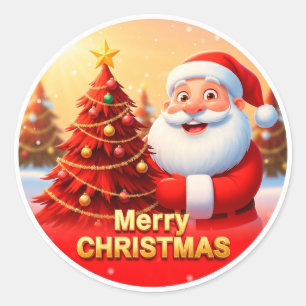 Feestelijke kerstman gezicht ronde sticker