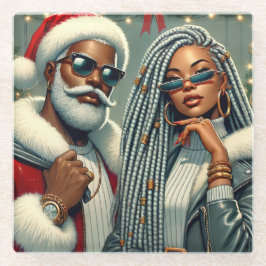 Feestelijke Kerstman Glazen Onderzetter