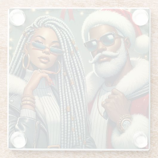 Feestelijke Kerstman Glazen Onderzetter (Achterkant)