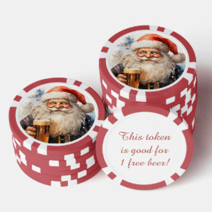 Feestelijke Kerstman gratis drink Poker Chips