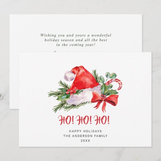 Feestelijke kerstman hoed Kerstgroet Feestdagenkaart (Voorkant / Achterkant)