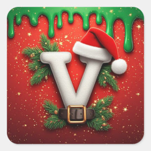 Feestelijke Kerstman Hoed V Voor Winterdecoratie Vierkante Sticker