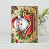Feestelijke Kerstman in slee  Feestdagenkaart (Staand voorkant)