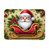 Feestelijke Kerstman in Sleigh Magneet (Horizontaal)