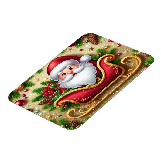 Feestelijke Kerstman in Sleigh Magneet (Linkerzijde)