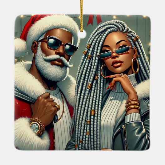 Feestelijke Kerstman Keramisch Ornament (Achterkant)