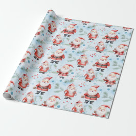 Feestelijke Kerstman Kerstpatroon Cadeaupapier