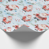 Feestelijke Kerstman Kerstpatroon Cadeaupapier (Hoek)