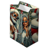 Feestelijke Kerstman Medium Cadeauzakje (Voorkant Gekanteld)