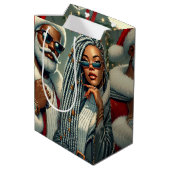 Feestelijke Kerstman Medium Cadeauzakje (Achterkant Gekanteld)