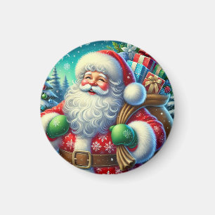 Feestelijke Kerstman met een Zak Vol Cadeaus Magneet