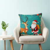 Feestelijke Kerstman met rendieren Kussen (Stoel)