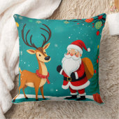 Feestelijke Kerstman met rendieren Kussen (Deken)