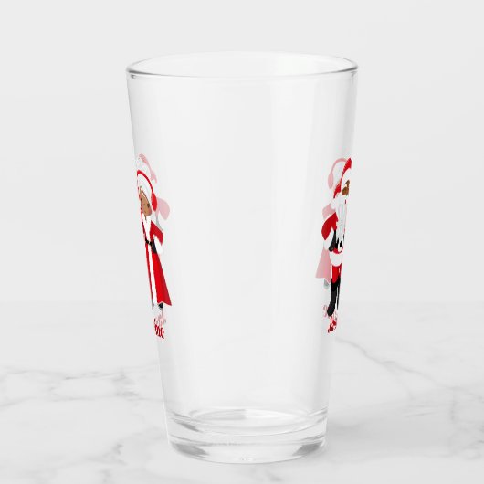 Feestelijke Kerstman Mevrouw Claus Afro-Amerika Glas (Rechts)