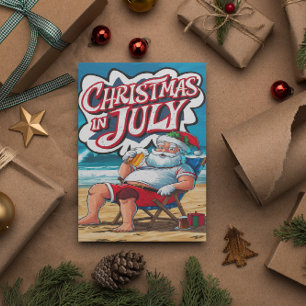 Feestelijke Kerstman Ontspannen door de golven Briefkaart