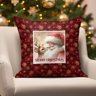 Feestelijke Kerstman Rudolph Kerstkussen Xmas Deco Kussen