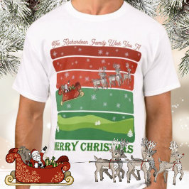 Feestelijke kerstman, slee en rendier t-shirt