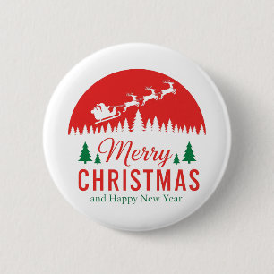 Feestelijke Kerstman Sleigh Vrolijke Kerst Vakanti Ronde Button 5,7 Cm
