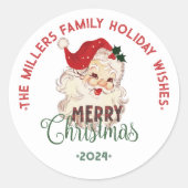 Feestelijke  Kerstman Vrolijk Kerstfeest Custom Te Ronde Sticker (Voorkant)