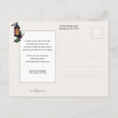 Feestelijke Kerstman w / lantaarn en scroll en gro Briefkaart (Achterkant)