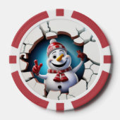 Feestelijke Kerstmis 3dee sneeuwpop tekst toevoege Poker Chips (Voorkant)