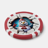 Feestelijke Kerstmis 3dee sneeuwpop tekst toevoege Poker Chips (Enkel)