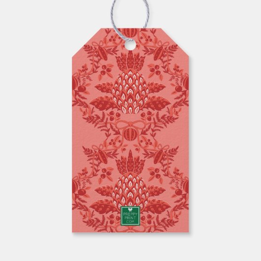 Feestelijke Kerstmis Ananas & Ornamenten Monogram Cadeaulabel (Achterkant)