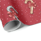 Feestelijke Kerstmis Candy Cane & Santa Hat Wrappi Cadeaupapier (Rol Hoek)