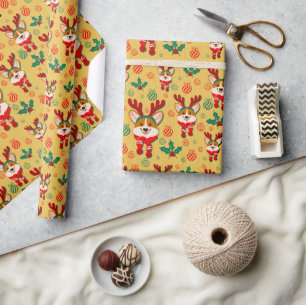 Feestelijke Kerstmis Corgi Hond Cadeaupapier