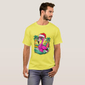Feestelijke Kerstmis Flamingo Fun in het Paradijs T-shirt (Voorkant volledig)