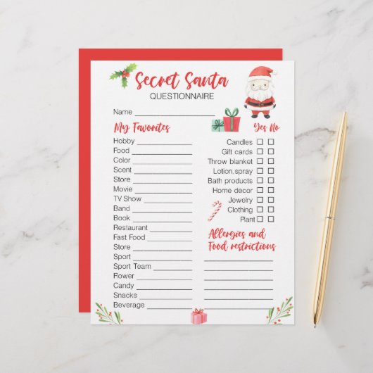 Feestelijke Kerstmis Geheim Santa Vakantie (Voorkant / Achterkant in situ)