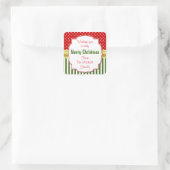 Feestelijke Kerstmis gepersonaliseerd Vierkante Sticker (Tas)