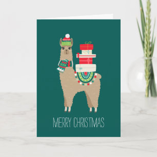 Feestelijke Kerstmis Llama Custom Foto Feestdagen Kaart