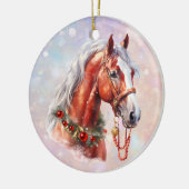 Feestelijke Kerstmis Paard Kleindochter Keramisch Ornament (Links)