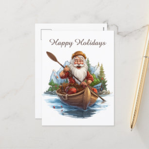 Feestelijke Kerstmis Santa kanoën tekst toevoegen Feestdagenkaart