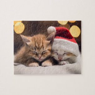 Feestelijke Kerstmis Slapen Kittens Puzzel Legpuzzel