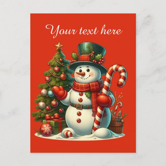 Feestelijke Kerstmis sneeuwpop voeg bericht toe Feestdagenkaart (Voorkant)