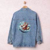 Feestelijke Kerstmis Surfen Kerstman Denim Jacket (Hangar)