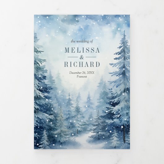 Feestelijke Kerstmis Winter Village QR Code Bruilo Drieluik Uitnodiging (Cover)