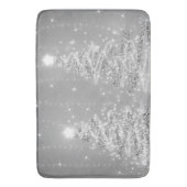 feestelijke kerstmousserende bomen, zilver  badmat (Voorkant Verticaal)