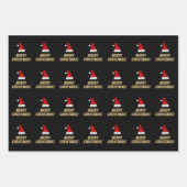 Feestelijke kerstmuts + Gestreept "VROLIJK KERSTFE Inpakpapier Vel (Voorkant)