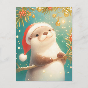 Feestelijke Kerstotter in Kerstmannenhoed Briefkaart