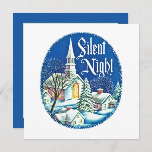 feestelijke kerstretro kerkpartij kaart (Voorkant / Achterkant)