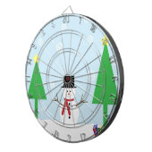 Feestelijke Kerstsneeuwman Dartbord (Voorkant Rechts)