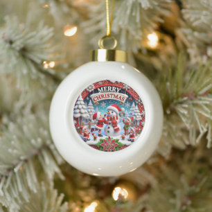 Feestelijke kerstsneeuwman vakantie decoraties keramische bal ornament