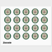 Feestelijke kerstsnoepstok ronde sticker (Vel)
