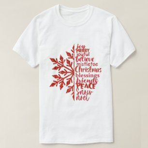 feestelijke kerstsnowflake woordkunst t-shirt
