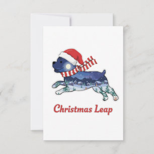 Feestelijke Kerstspringende Hond Cute Puppy Sant Bedankkaart