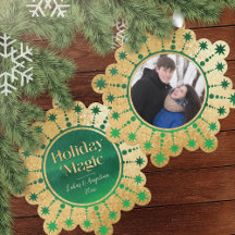 Feestelijke kerststerren: groen en goud