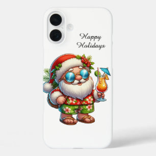 Feestelijke Kerststrand aanpasbare Kerstman  iPhone 16 Plus Hoesje